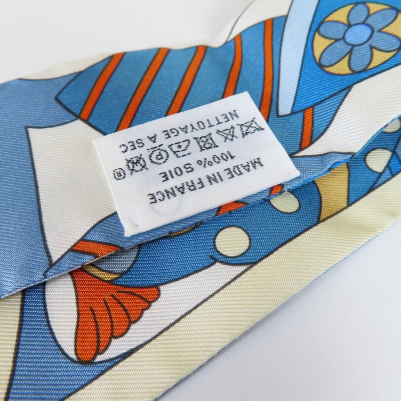 【巴黎站二手名牌專賣店】*全新現貨*HERMES 愛馬仕 真品*藍色貓頭鷹森林愛心圖案絲巾TWILLY 單條-1