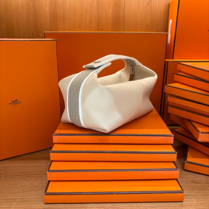 Hermès Bride-a-Brac 愛馬仕收納包|米色帆布飯盒便當袋|萬用袋 手提包 (小號)-2