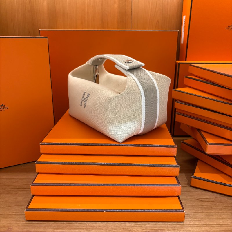 Hermès Bride-a-Brac 愛馬仕收納包|米色帆布飯盒便當袋|萬用袋 手提包 (小號)-3
