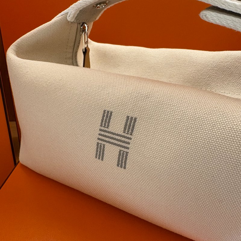 Hermès Bride-a-Brac 愛馬仕收納包|米色帆布飯盒便當袋|萬用袋 手提包 (小號)-4