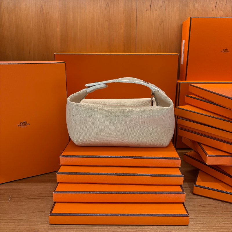 Hermès Bride-a-Brac 愛馬仕收納包|米色帆布飯盒便當袋|萬用袋 手提包 (小號)-9