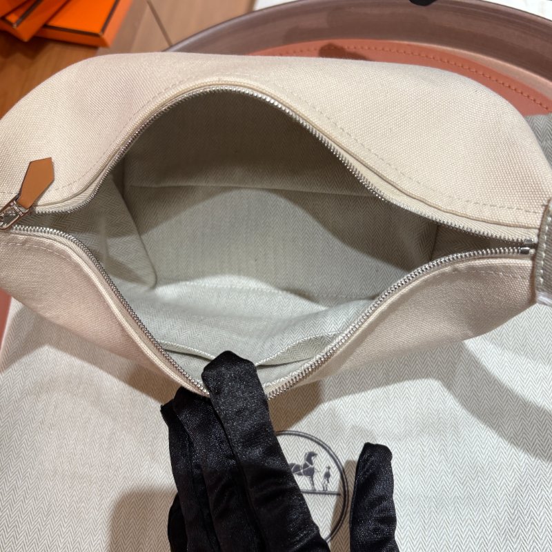Hermès Bride-a-Brac 愛馬仕收納包|米色帆布飯盒便當袋|萬用袋 手提包 (小號)-11