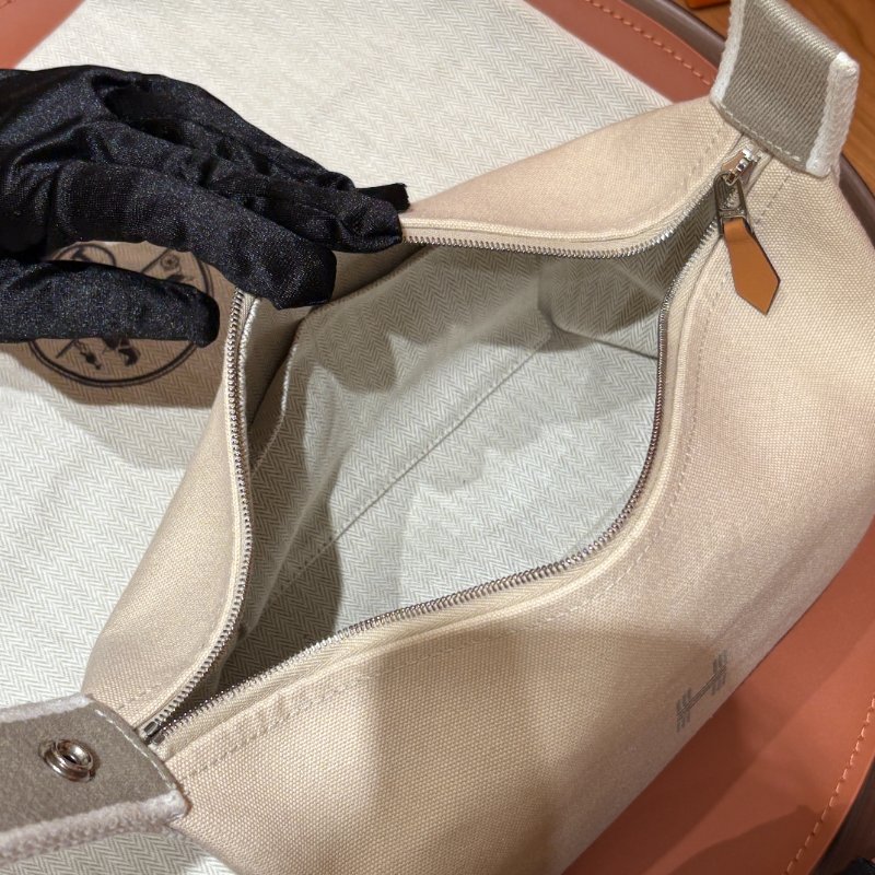 Hermès Bride-a-Brac 愛馬仕收納包｜米色帆布飯盒便當袋｜萬用袋 手提包 (小號)-12