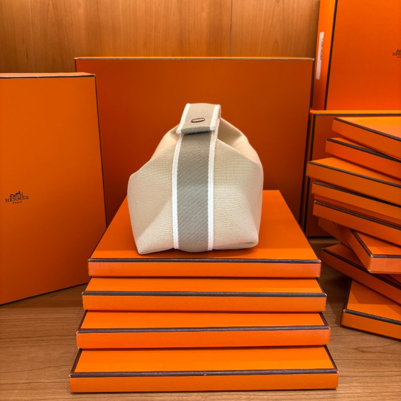 Hermès Bride-a-Brac 愛馬仕收納包｜米色帆布飯盒便當袋｜萬用袋 手提包 (小號)-13