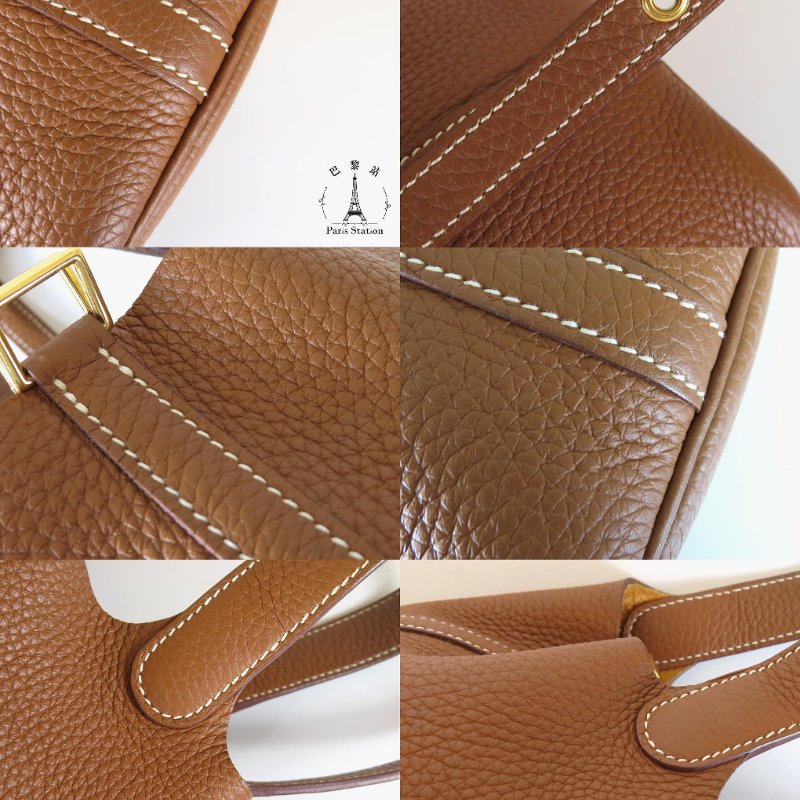 【巴黎站二手名牌專賣店】＊現貨＊HERMES 愛馬仕 真品＊B刻 PICOTIN 18金棕色牛皮金釦手提包 菜籃子-5