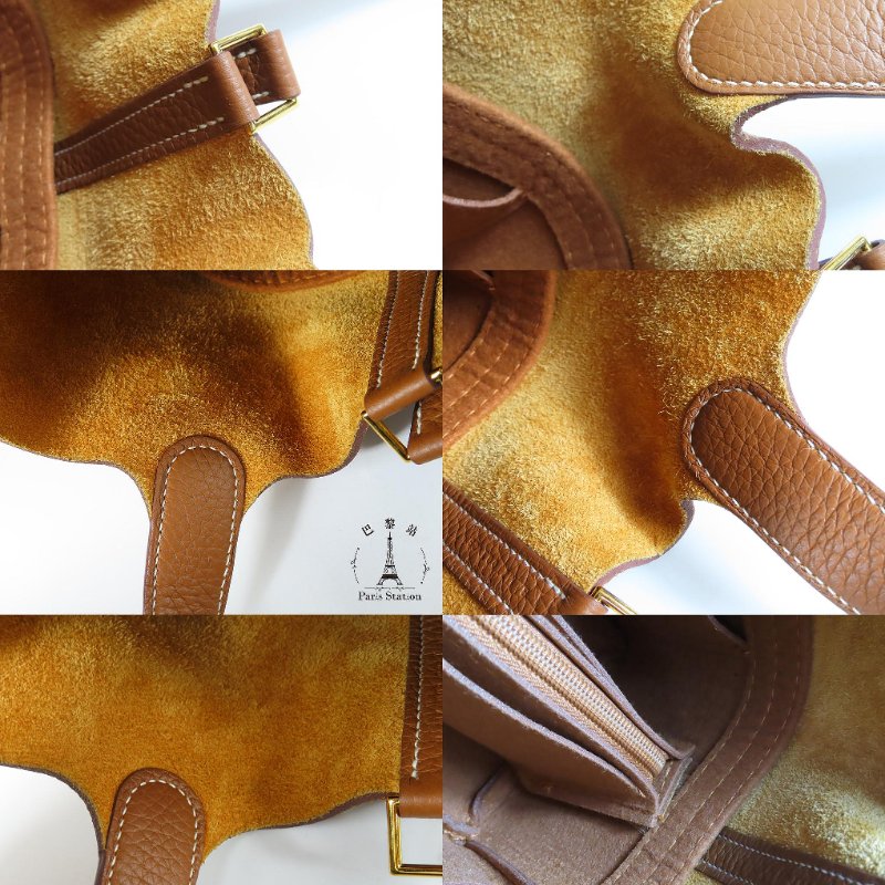 【巴黎站二手名牌專賣店】＊現貨＊HERMES 愛馬仕 真品＊B刻 PICOTIN 18金棕色牛皮金釦手提包 菜籃子-7