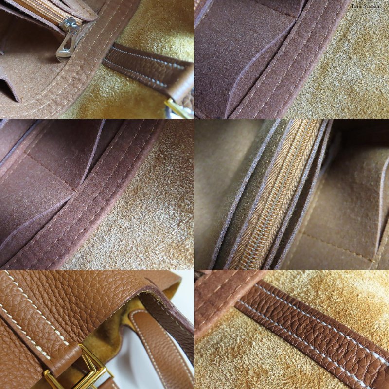 【巴黎站二手名牌專賣店】＊現貨＊HERMES 愛馬仕 真品＊B刻 PICOTIN 18金棕色牛皮金釦手提包 菜籃子-8