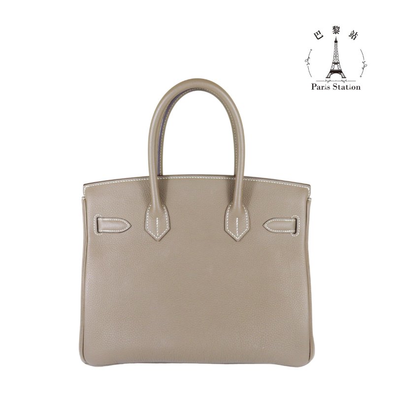 【巴黎站二手名牌專賣店】*現貨*HERMES 愛馬仕 真品*C刻大象灰色銀釦BIRKIN 30柏金手提包-1