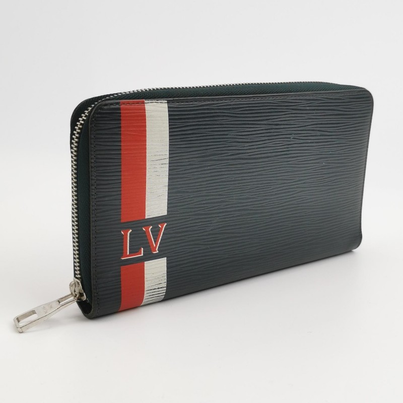 Louis Vuitton (LV) Zippy牛皮水波紋條紋Logo 環繞式拉鍊手拿包-2