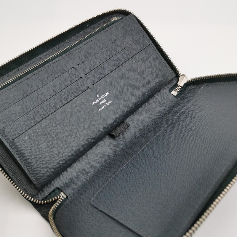Louis Vuitton (LV) Zippy牛皮水波紋條紋Logo 環繞式拉鍊手拿包-5