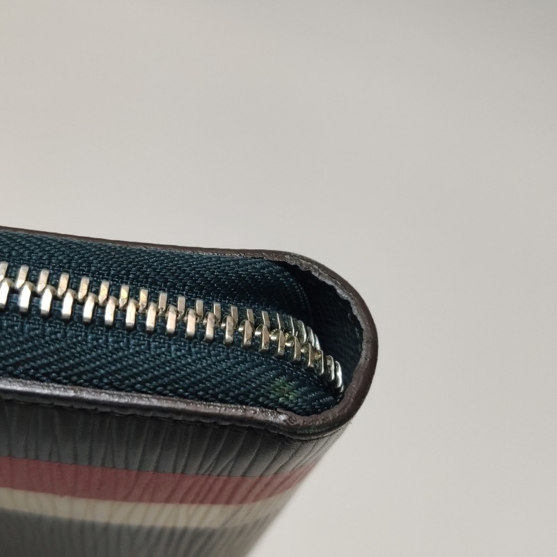 Louis Vuitton (LV) Zippy牛皮水波紋條紋Logo 環繞式拉鍊手拿包-9