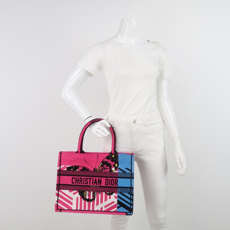 Dior Book Tote中號帆布拼色字母Logo手提包-1