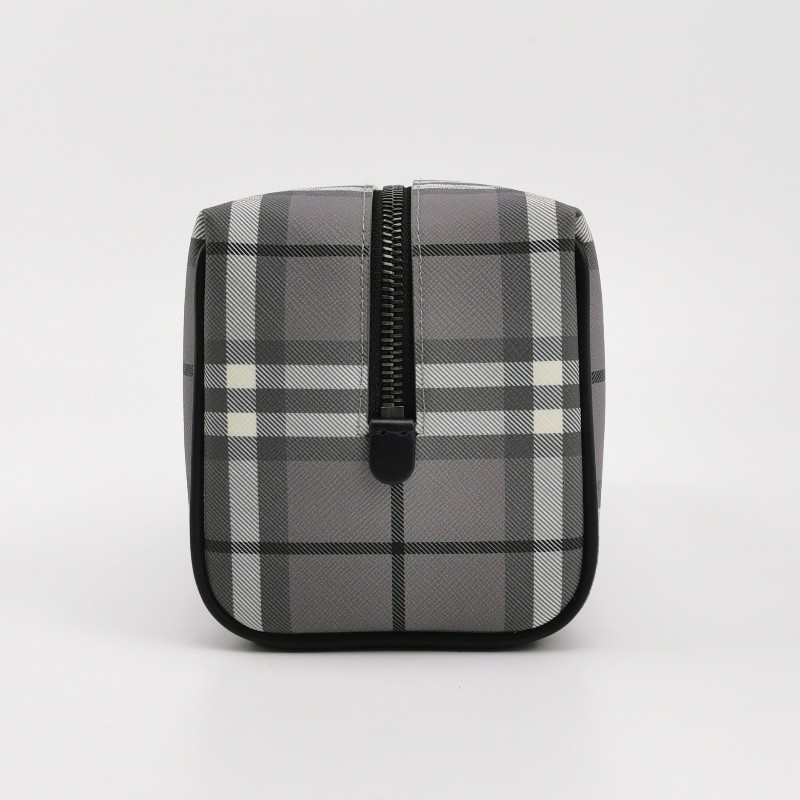 Burberry 牛皮拼色格紋手提包-1