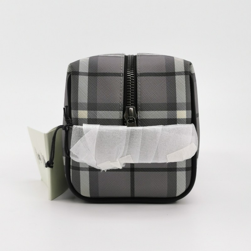 Burberry 牛皮拼色格紋手提包-2