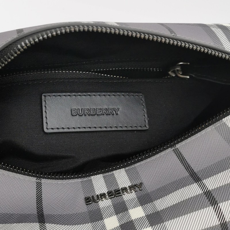 Burberry 牛皮拼色格紋手提包-6