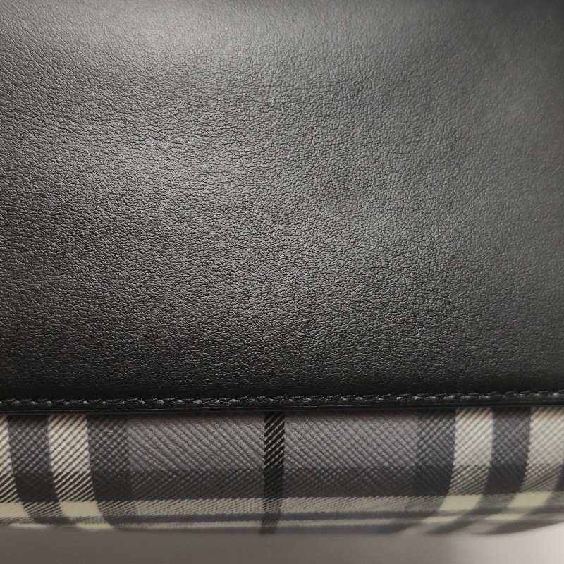 Burberry 牛皮拼色格紋手提包-9