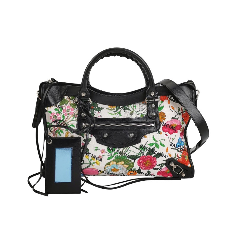 Gucci Balenciaga聯名款Neo Classic City中號牛皮帆布印花鉚釘斜挎包單肩包-0