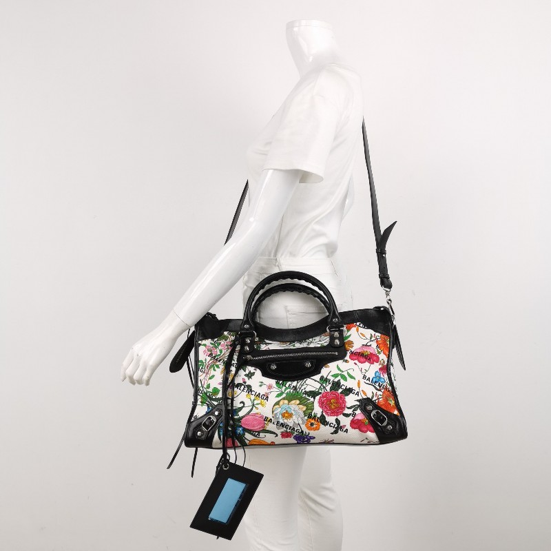 Gucci Balenciaga聯名款Neo Classic City中號牛皮帆布印花鉚釘斜挎包單肩包-1