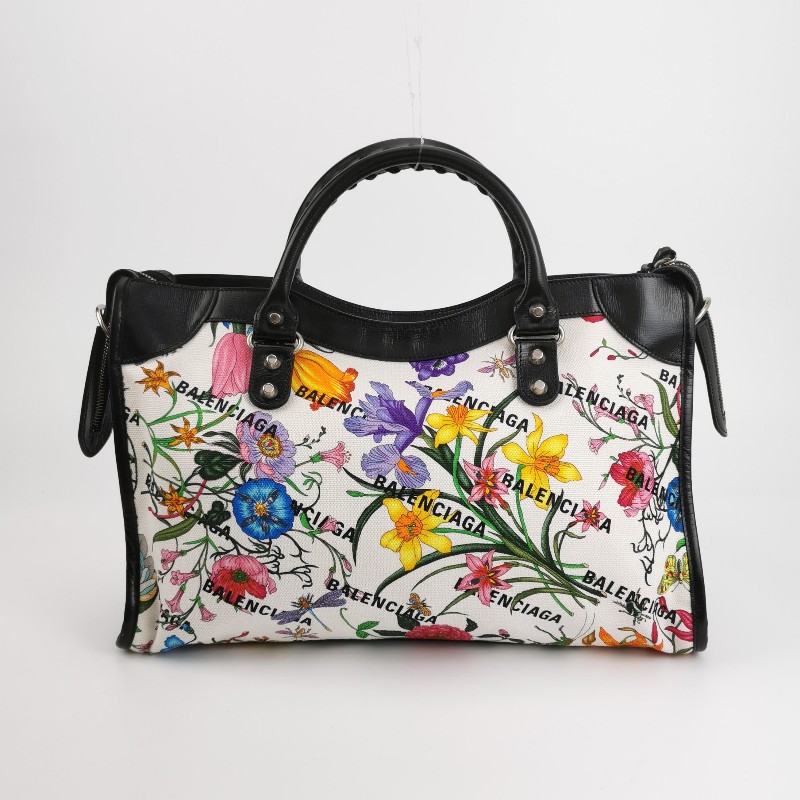 Gucci Balenciaga聯名款Neo Classic City中號牛皮帆布印花鉚釘斜挎包單肩包-4