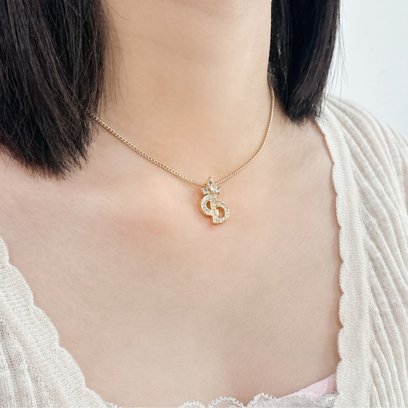 莉亞精品♡ Dior 水鑽cd仿鑽項鍊 9新美品-1