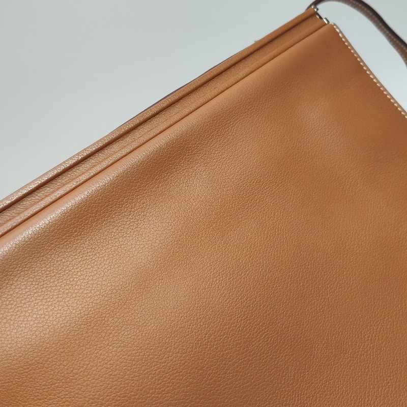 Hermes Clic H33低調側邊H Logo斜挎包單肩包Evercolor牛皮銀扣金棕色D刻-18