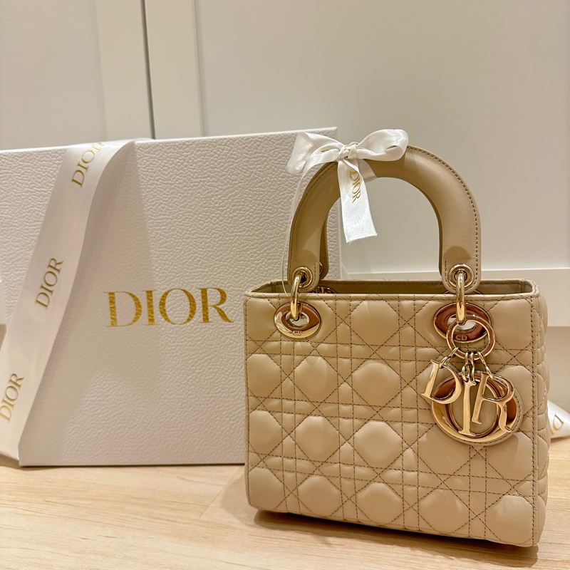 DIOR迪奧 LADY DIOR焦糖米色 奶茶色 小號-0
