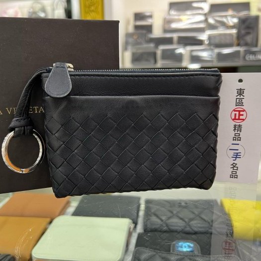 東區正精品㊣BOTTEGA VENETA BV 275327 深藍色全皮編織零錢包鑰匙包卡片包 RZ5796-0