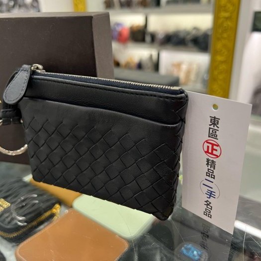 東區正精品㊣BOTTEGA VENETA BV 275327 深藍色全皮編織零錢包鑰匙包卡片包 RZ5796-2