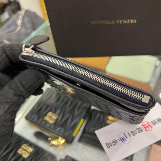 東區正精品㊣BOTTEGA VENETA BV 275327 深藍色全皮編織零錢包鑰匙包卡片包 RZ5796-7