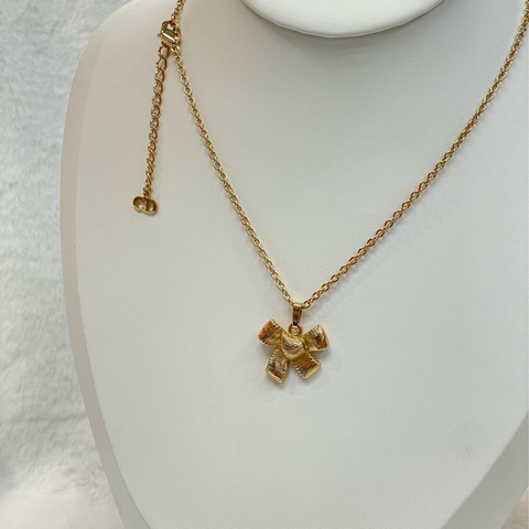 Dior 迪奧 Vintage 中古樹紋蝴蝶結項鏈 X735