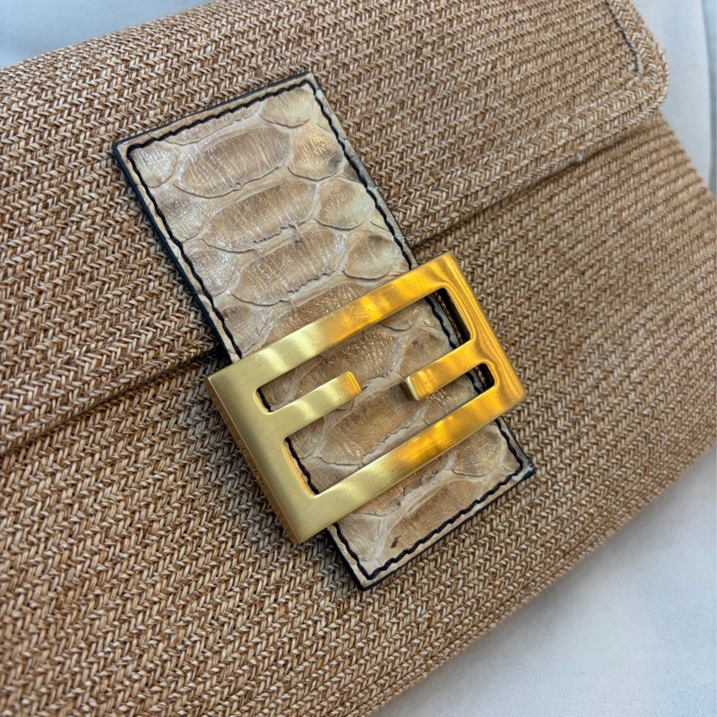 Fendi 草織蛇皮法棍 中古 芬迪 稀有-3