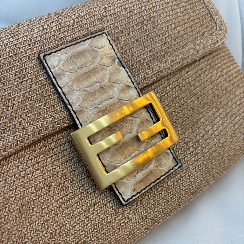 Fendi 草織蛇皮法棍 中古 芬迪 稀有-10