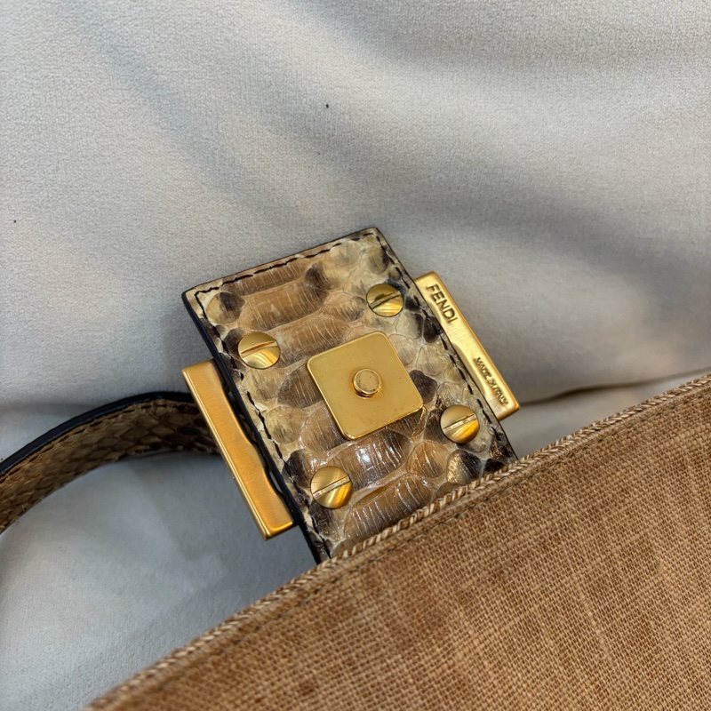 Fendi 草織蛇皮法棍 中古 芬迪 稀有-14