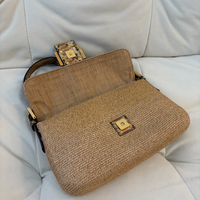 Fendi 草織蛇皮法棍 中古 芬迪 稀有-15