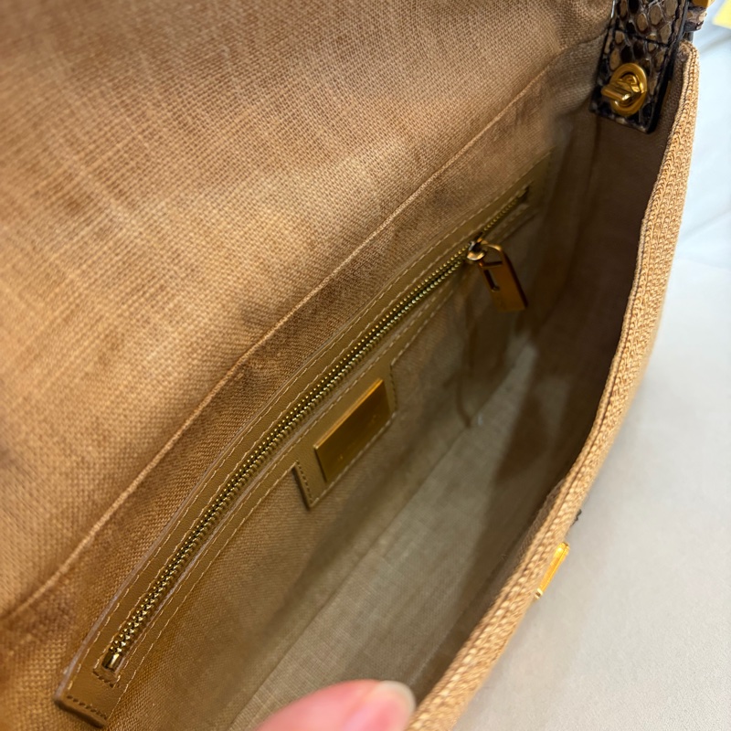 Fendi 草織蛇皮法棍 中古 芬迪 稀有-16