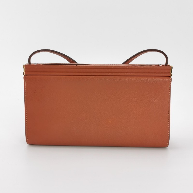 Hermes Clic H21低調側邊H Logo斜挎包單肩包Evercolor牛皮金扣6C南瓜色Y刻-4