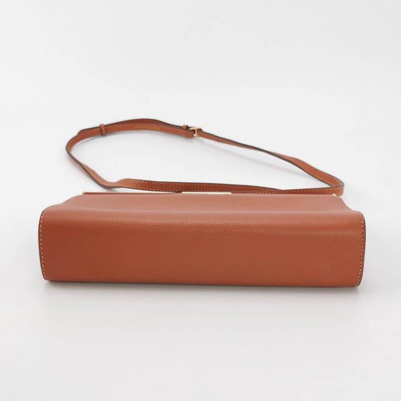 Hermes Clic H21低調側邊H Logo斜挎包單肩包Evercolor牛皮金扣6C南瓜色Y刻-5