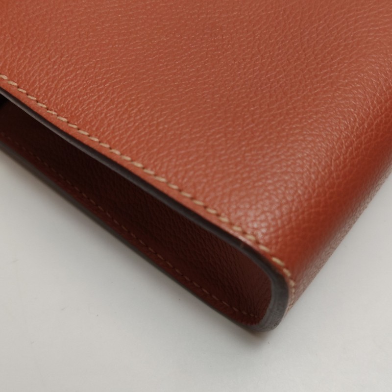 Hermes Clic H21低調側邊H Logo斜挎包單肩包Evercolor牛皮金扣6C南瓜色Y刻-9