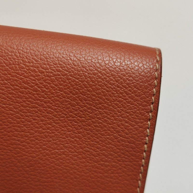 Hermes Clic H21低調側邊H Logo斜挎包單肩包Evercolor牛皮金扣6C南瓜色Y刻-12