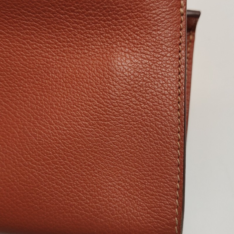 Hermes Clic H21低調側邊H Logo斜挎包單肩包Evercolor牛皮金扣6C南瓜色Y刻-14