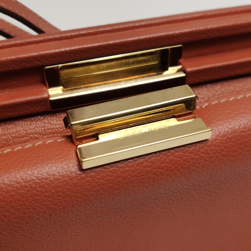 Hermes Clic H21低調側邊H Logo斜挎包單肩包Evercolor牛皮金扣6C南瓜色Y刻-16