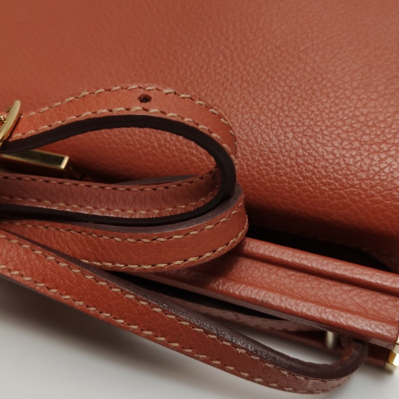 Hermes Clic H21低調側邊H Logo斜挎包單肩包Evercolor牛皮金扣6C南瓜色Y刻-18