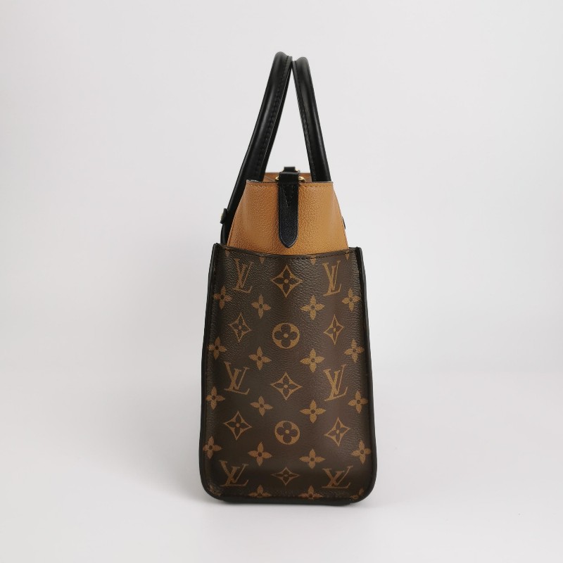 Louis Vuitton (LV) On My Side中號牛皮拼色老花旋扣斜挎包單肩包芯片款-3