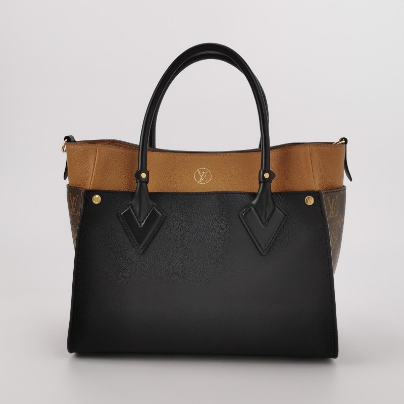 Louis Vuitton (LV) On My Side中號牛皮拼色老花旋扣斜挎包單肩包芯片款-4