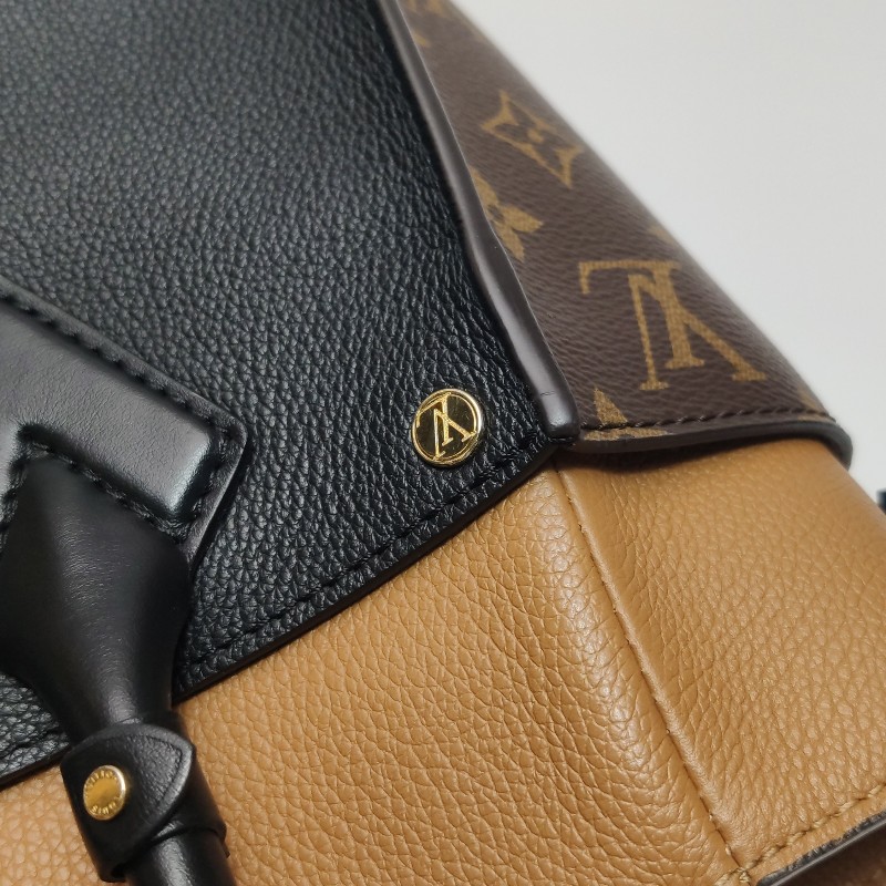 Louis Vuitton (LV) On My Side中號牛皮拼色老花旋扣斜挎包單肩包芯片款-19