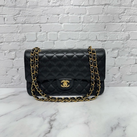JK國際二手精品 💗Chanel CF25荔枝牛皮黑金 芯片款 🈶本店購證