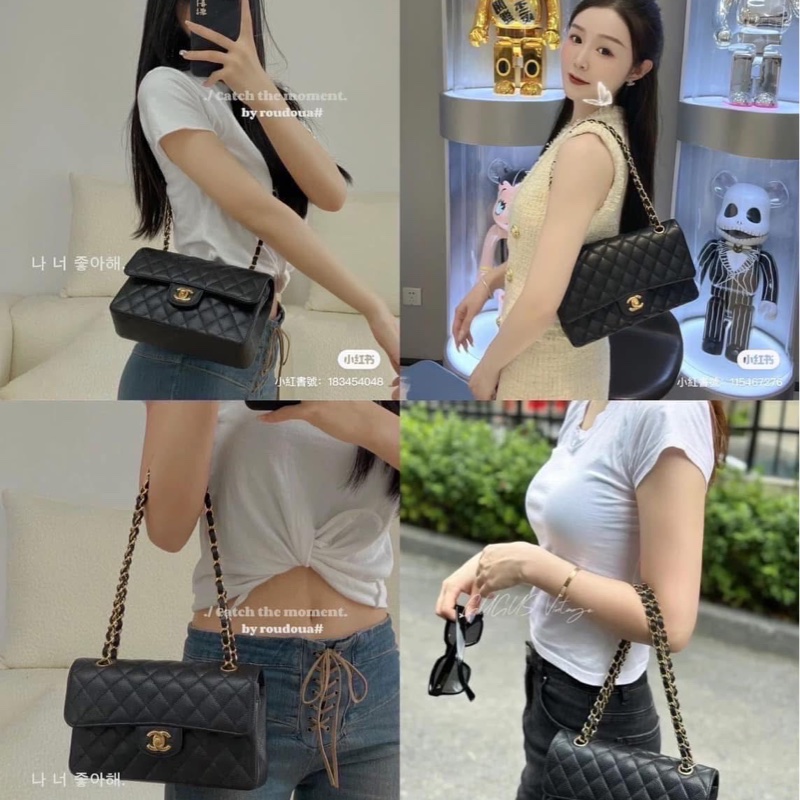 JK國際二手精品 💗Chanel CF25荔枝牛皮黑金 芯片款 🈶本店購證-1