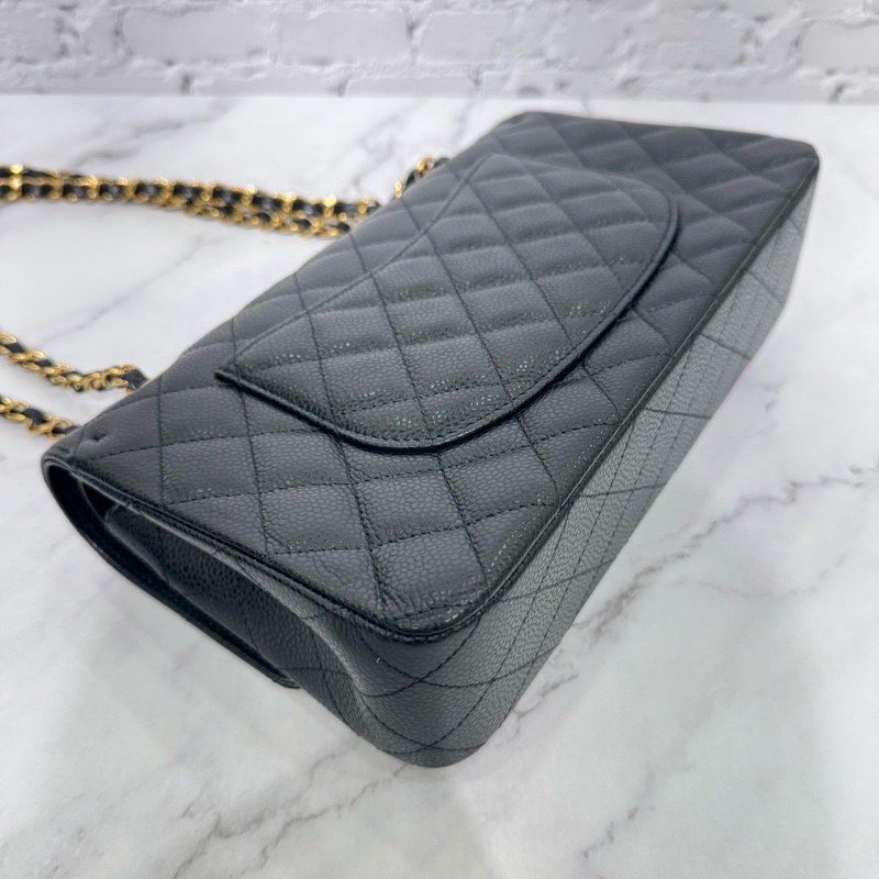 JK國際二手精品 💗Chanel CF25荔枝牛皮黑金 芯片款 🈶本店購證-12