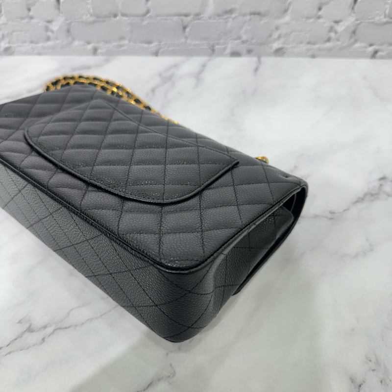JK國際二手精品 💗Chanel CF25荔枝牛皮黑金 芯片款 🈶本店購證-13