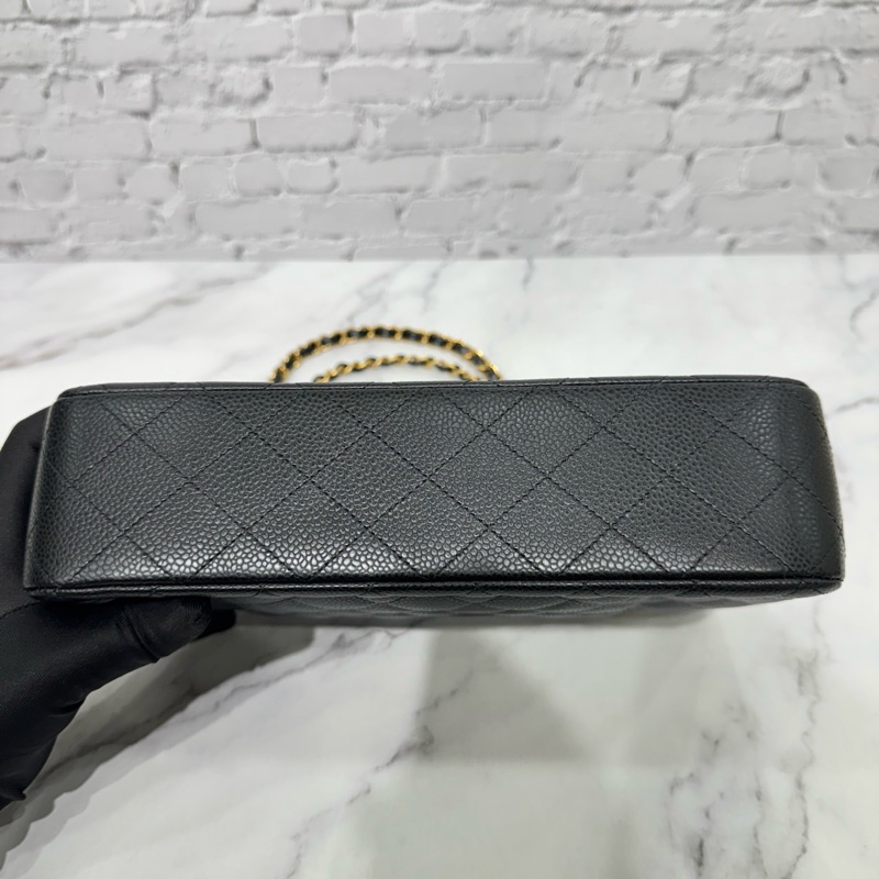 JK國際二手精品 💗Chanel CF25荔枝牛皮黑金 芯片款 🈶本店購證-14